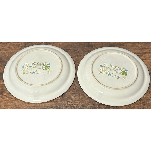 Vtg Pair Fairfield Mastercraft Stoneware Daisies Pattern Dessert/Salad Plates - Picture 6 of 10
